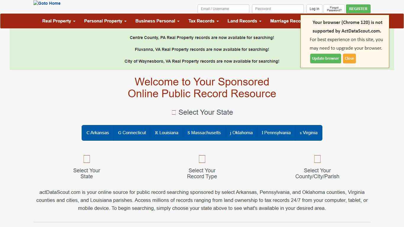 actDataScout - County / Parish Sponsored Public Records